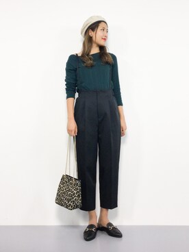 「黒パンツ」｜やまちゃんさん（レディース・167cm）の秋コーディネート