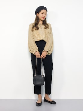 「黒パンツ」｜やまちゃんさん（レディース・167cm）の秋コーディネート