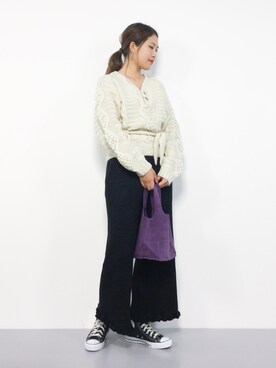 「SLOBE IENA（スローブイエナ）のMAURIZIO TAIUTI スエードミニバッグ◆（ハンドバッグ）」を使った、やまちゃんさん（レディース・167cm）の秋コーディネート