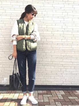 「QRESTON（クレストン）のアイテム」を使った、やまちゃんさん（レディース・167cm）の秋コーディネート