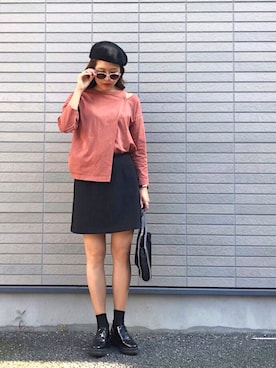 「テラコッタ」｜「アイテム（ハンチング/ベレー帽）」を使った、やまちゃんさん（レディース・167cm）の秋コーディネート