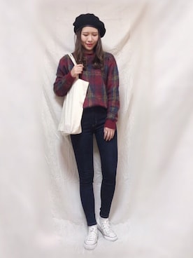 「FREAK'S STORE（フリークスストア）のアイテム（ハンチング/ベレー帽）」を使った、やまちゃんさん（レディース・167cm）の冬コーディネート