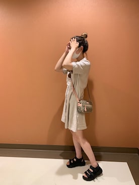 「韓国旅行」｜「アイテム（バッグ）」を使った、keeさん（レディース・157cm）の夏コーディネート