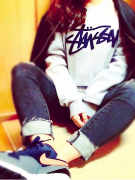 「stussywomen」｜「アイテム（ブルゾン）」を使った、RI..さん（レディース・152cm）の春コーディネート