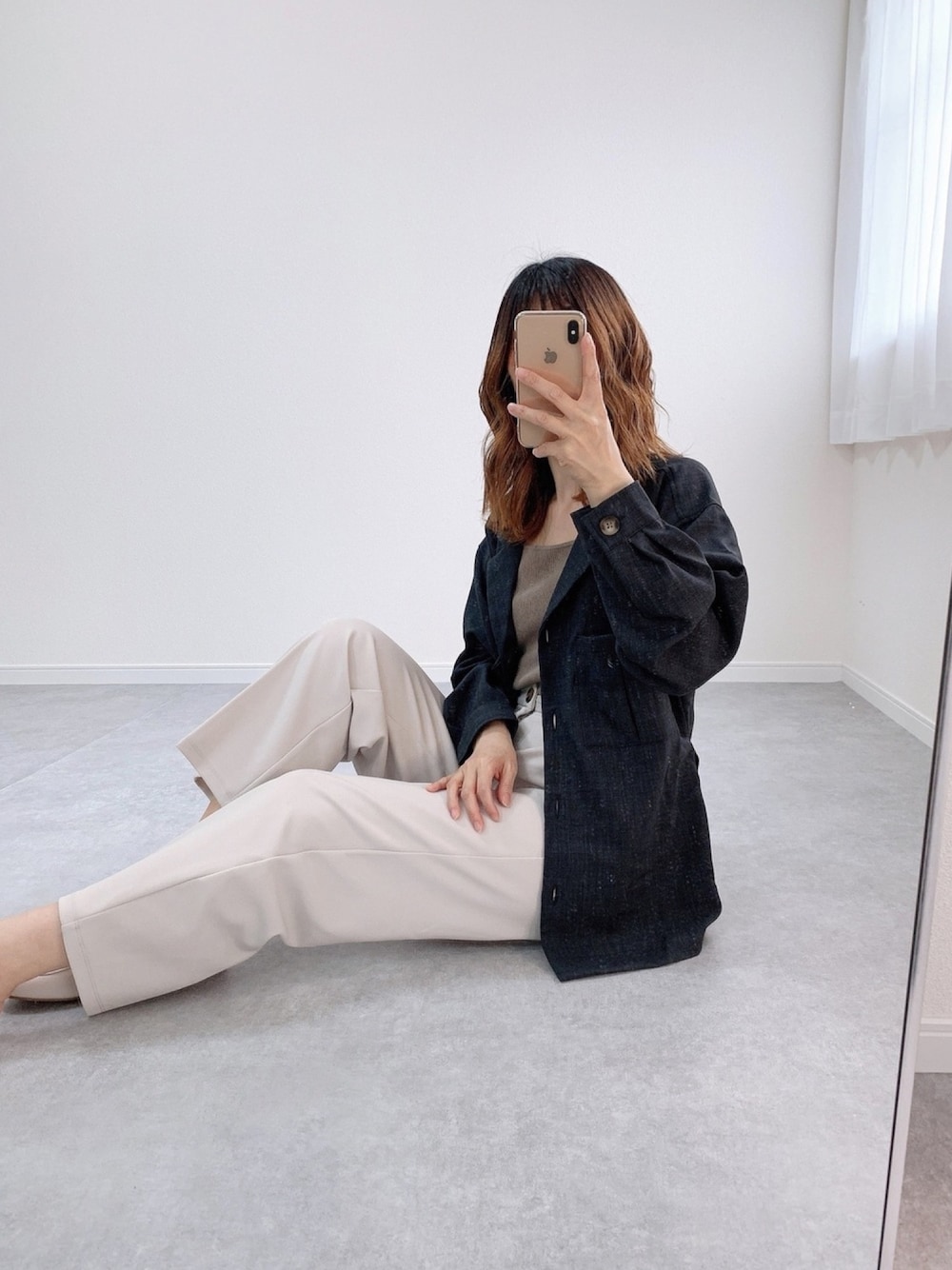 「オトナ女子、パンツスタイル、きれいめカジュアル、ママコーデ、ママファッション、GUコーデ」｜「GUのリブスクエアネックニットタンクトップ（トップス、その他）」を使った、__rp02さん（レディース・160cm）の春コーディネートの1枚目の写真