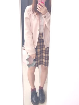 「ANDGEEBEE（アンジービー）のアイテム（スカート）」を使った、🥀. Mizuki ♥︎さん（レディース・155cm）の冬コーディネート