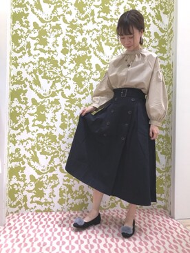 nagiさんの「トレンチライクフレアスカート ●」を使ったコーディネート