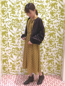 「レトロ」｜「アイテム（ブルゾン）」を使った、nagiさん（レディース・157cm）の秋コーディネート