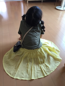 「GLOBAL WORK（グローバルワーク）のキッズ【吸水速乾】ポケクルーTシャツ半袖/742782（Tシャツ/カットソー、グリーン系）」を使った、kotofukuさん（キッズ・110cm）の夏コーディネート