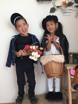 「Birthday（バースデイ）のアイテム（デニムジャケット、ブルー系）」を使った、kotofukuさん（キッズ・110cm）の秋コーディネート