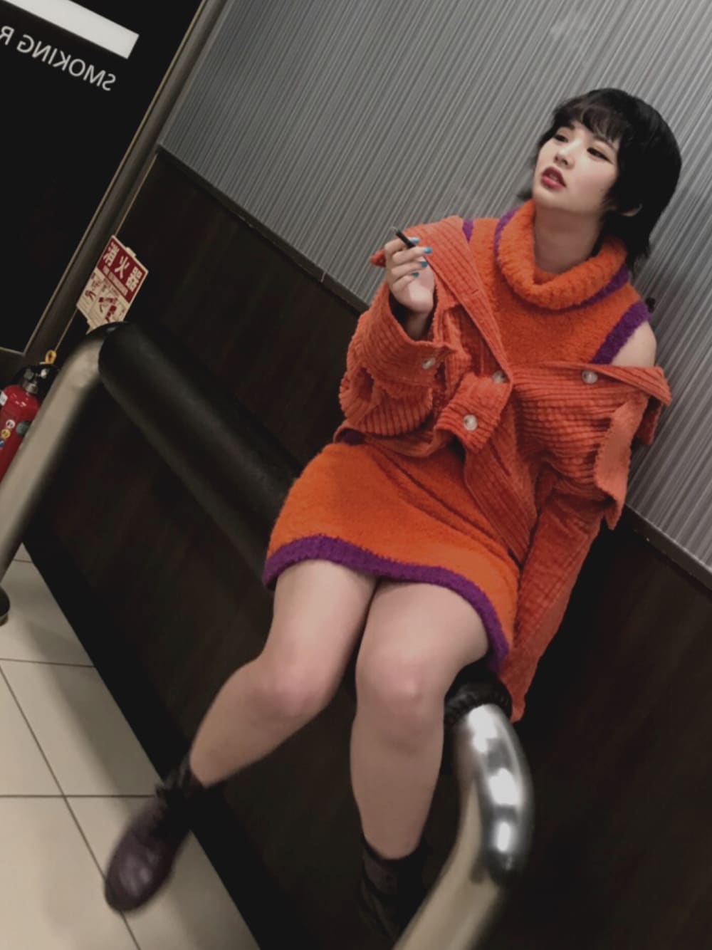 「秋コーデ、おでかけ、ワンピース、ニット、ootd」｜「MOSCHINOのアイテム（ワンピース、オレンジ系）」を使った、mkさん（レディース・162cm）の秋コーディネートの1枚目の写真