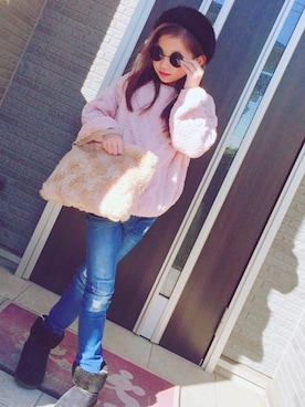 「H&M（エイチ・アンド・エム）のアイテム（ハンチング/ベレー帽）」を使った、yuaさん（キッズ・127cm）の秋コーディネート
