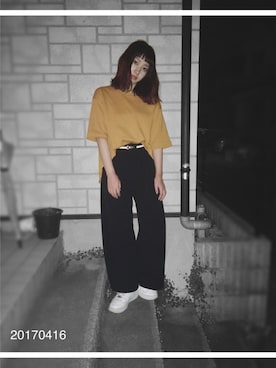 「AIR FORCE 1」｜「アイテム（デニムジャケット）」を使った、中塚智実さん（レディース・156cm）の春コーディネート