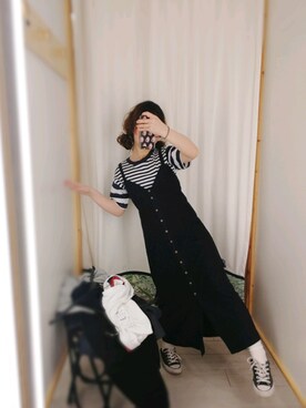 「PULL&BEAR（プルアンドベア）のアイテム（ワンピース/ドレス）」を使った、全国朝寝坊比赛冠军さん（レディース・153cm）の春コーディネート