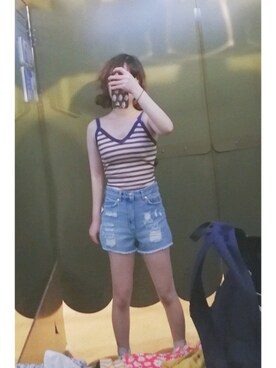 「MONKI（モンキ）のアイテム（キャミソール）」を使った、全国朝寝坊比赛冠军さん（レディース・153cm）の春コーディネート