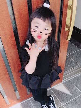 「enchante petit（アンシャンテプティ）のアイテム（Tシャツ/カットソー）」を使った、HiMiさん（キッズ・100cm）の春コーディネート