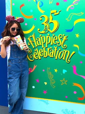 「ディズニーランド」｜「アイテム（サロペット/オーバーオール）」を使った、misakichi19さん（レディース・158cm）の夏コーディネート