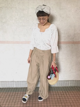 「Supreme.La.La.（シュープリームララ）のアイテム（ヘアアクセサリー）」を使った、siheungさん（レディース・158cm）の夏コーディネート