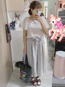 「アイテム（腕時計、ブラウン系）」を使った、siheungさん（レディース・158cm）の夏コーディネート