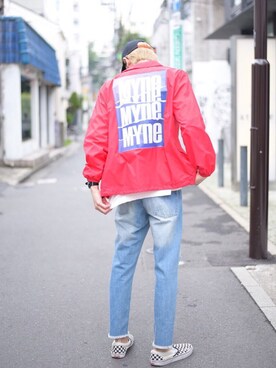 JIONさんの「【MYne】バックプリントコーチジャケット/Back Printed Coach Jacket」を使ったコーディネート