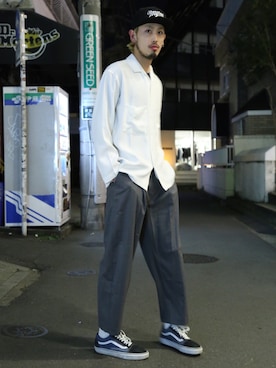 「MYne（マイン）のアイテム（キャップ）」を使った、JIONさん（メンズ・185cm）の夏コーディネート