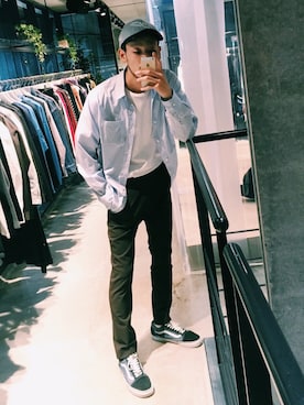 「MYne（マイン）のアイテム（キャップ）」を使った、JIONさん（メンズ・185cm）の夏コーディネート