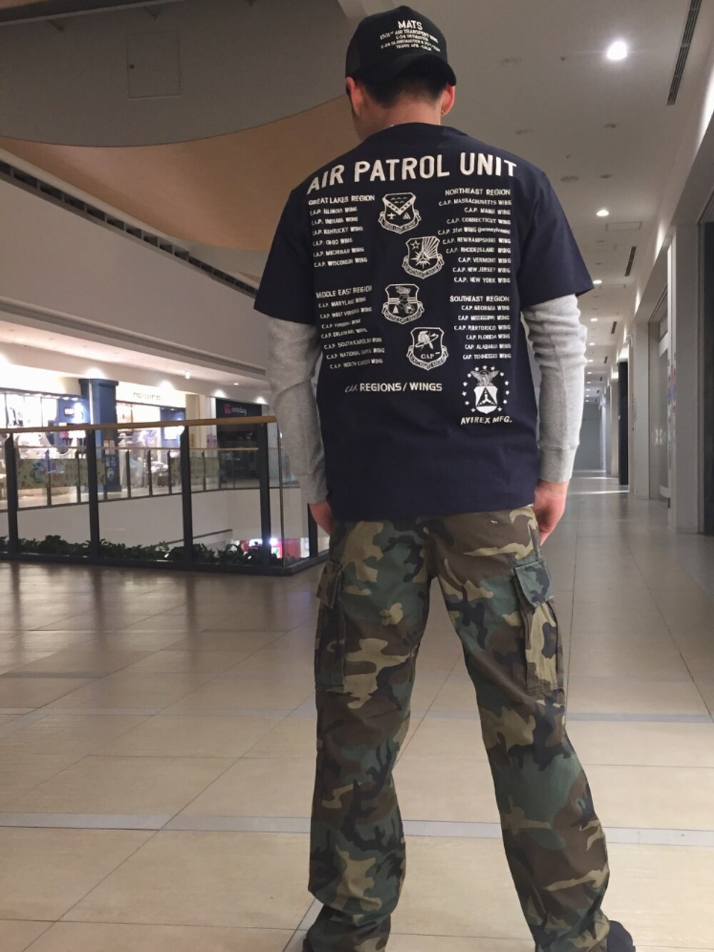 大山凌さんの「avirex/アヴィレックス/ S/S EMBROIDERY T-SHIRT ''C.A.P. EAST AREA''/ 半袖　刺繍Tシャツ　"シヴィル エア　パトロール　イーストエリア"（AVIREX）」を使ったコーディネート