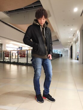 「TYPE BLUE（タイプブルー）のアイテム」を使った、大山凌さん（メンズ・174cm）の冬コーディネート