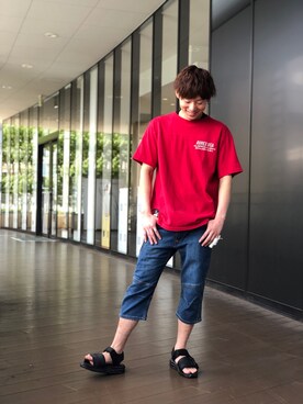 「AVIREX（アヴィレックス）のアイテム（サンダル）」を使った、大山凌さん（メンズ・174cm）の夏コーディネート