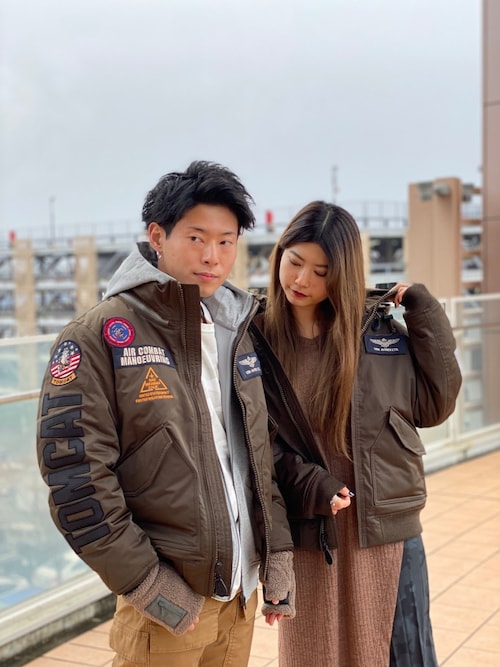 大山凌|AVIREXのミリタリージャケットを使ったコーディネート - WEAR 【返品不可】 ジャケット カスタム CWU トップガン AVIREX フライトジャケット