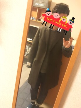 「JOURNAL STANDARD relume（ジャーナルスタンダード　レリューム）のアイテム（チェスターコート）」を使った、ゆうさん（メンズ・167cm）の秋コーディネート