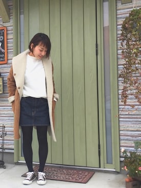 「Another Edition（アナザーエディション）のアイテム（ムートンコート）」を使った、7co☺︎さん（レディース・157cm）の冬コーディネート