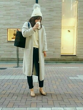 「シンプルカラー」｜98mayuさん（レディース・157cm）の冬コーディネート