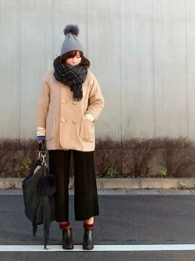 「Luz Llena (NEY)（ラズレナニー）のアイテム（帽子）」を使った、98mayuさん（レディース・157cm）の冬コーディネート