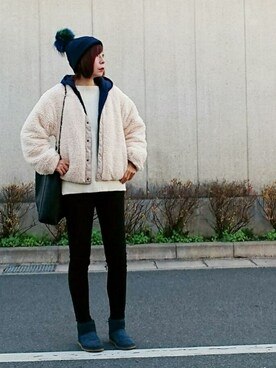 「MODE ROBE（モードローブ）のアイテム（帽子）」を使った、98mayuさん（レディース・157cm）の冬コーディネート
