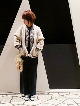 「NETSTAR（ネットスター）のアイテム（カーディガン/ボレロ）」を使った、98mayuさん（レディース・157cm）の冬コーディネート