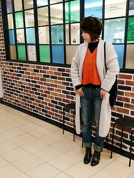 「ご近所コーデ」｜「アイテム（ハンチング/ベレー帽）」を使った、98mayuさん（レディース・157cm）の冬コーディネート