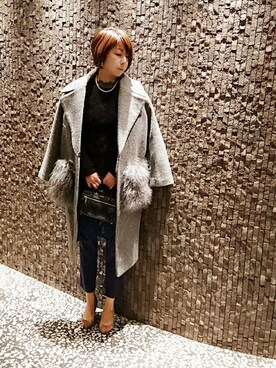 「パールアクセサリー」｜98mayuさん（レディース・157cm）の冬コーディネート