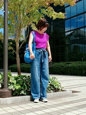 「着まわしコーデ」｜「アイテム（アクセサリー）」を使った、98mayuさん（レディース・157cm）の夏コーディネート