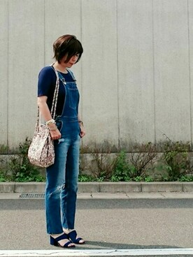 「MEDE19F（メデジュウキュウ）のアイテム（バッグ）」を使った、98mayuさん（レディース・157cm）の夏コーディネート