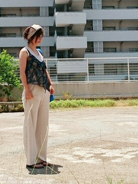 「MEDE19F（メデジュウキュウ）のアイテム（タンクトップ）」を使った、98mayuさん（レディース・157cm）の夏コーディネート