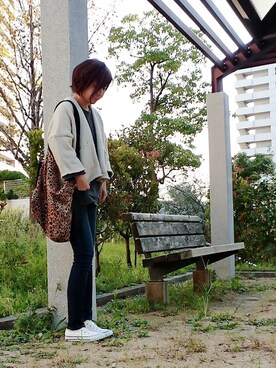 「NETSTAR（ネットスター）のアイテム（カーディガン/ボレロ）」を使った、98mayuさん（レディース・157cm）の秋コーディネート