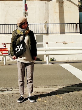 「NIKE（ナイキ）のNIKE WMNS TOKI SLIP CANVAS (BLACK/WHITE) (17SU)（スリッポン、ブラック系）」を使った、98mayuさん（レディース・157cm）の冬コーディネート