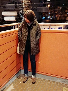 「UNITED ARROWS（ユナイテッドアローズ）のアイテム（ドレスシューズ、ブラウン系）」を使った、98mayuさん（レディース・157cm）の冬コーディネート