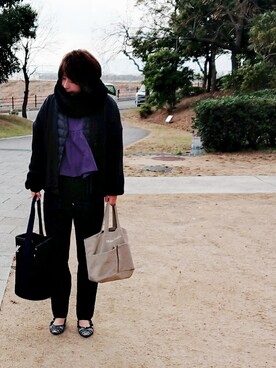 「ZARA（ザラ）のアイテム（パンプス、ブラック系）」を使った、98mayuさん（レディース・157cm）の冬コーディネート