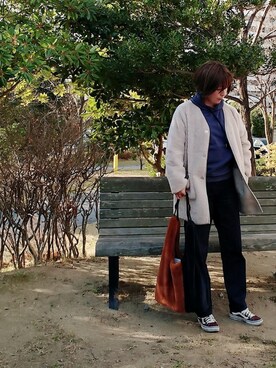 「VANS（バンズ）のアイテム（スニーカー、ブラウン系）」を使った、98mayuさん（レディース・157cm）の冬コーディネート