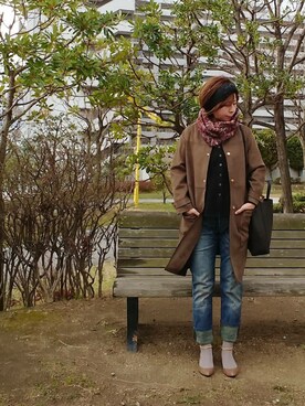 「LE TALON（ルタロン）の【Oggi 11月号掲載】GRISE 5CMレザーチェーンアンクルパンプス◆（パンプス、イエロー系）」を使った、98mayuさん（レディース・157cm）の春コーディネート