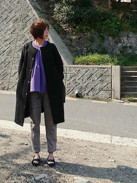 「GU（ジーユー）のアイテム（パンプス、ブルー系）」を使った、98mayuさん（レディース・157cm）の春コーディネート