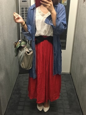 「Bou Jeloud（ブージュルード）のアイテム（シャツワンピース）」を使った、mariさん（レディース・161cm）の春コーディネート