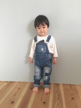 「next（next）のアイテム（サロペット/オーバーオール）」を使った、mayumayuさん（キッズ・90cm）の冬コーディネート